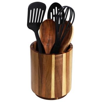 MegaChef Acacia Wood 360 Rotating Utensil Holder image
