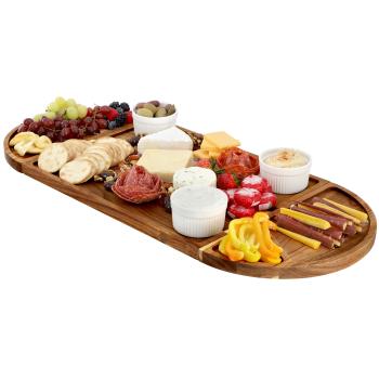 MegaChef 3 Piece Acacia Wood Cutting Board with Maganitized Serving Board Platter image