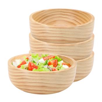 MegaChef 4 Piece 7 Inch Light Acacia Wood Serving Bowl image
