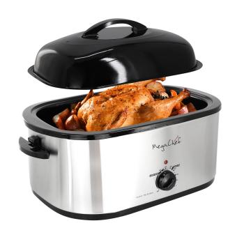 MegaChef 22 Quart Electric Roaster Oven with High Dome Self-Basting Lid image