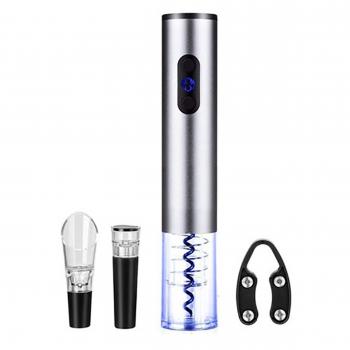 Brentwood Electric Wine Bottle Opener with Foil Cutter, Vacuum Stopper, and Aerator Pourer in Silver image