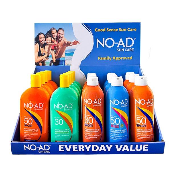 NO-AD 17pc Suncare Counter Display