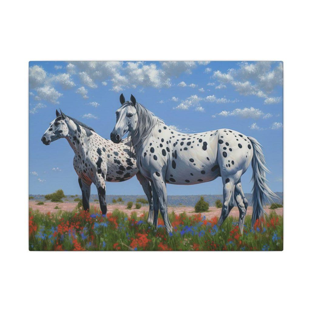 Appaloosa Horses Wall Art, Wild Horses Canvas Print, Equine animal painting image
