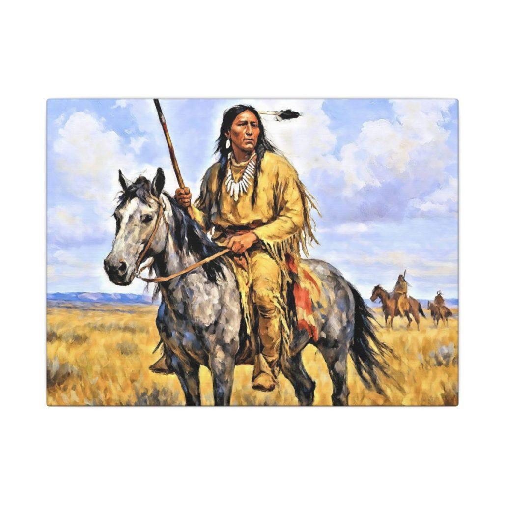 Canvas Wall Art Print, Comanche Cloud Native American Painting, Matte Stretched 0 75 Inch, Multi-Size, Home Decor, Western, Tribal, Southwestern, image