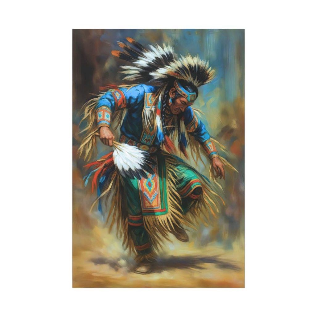 Native American Grass Dancer: Ceremonial Tradition, Vibrant Cultural Artistry Matte Canvas Print image
