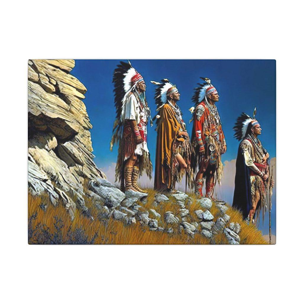 4 Chiefs Matte Canvas, American Indian Art