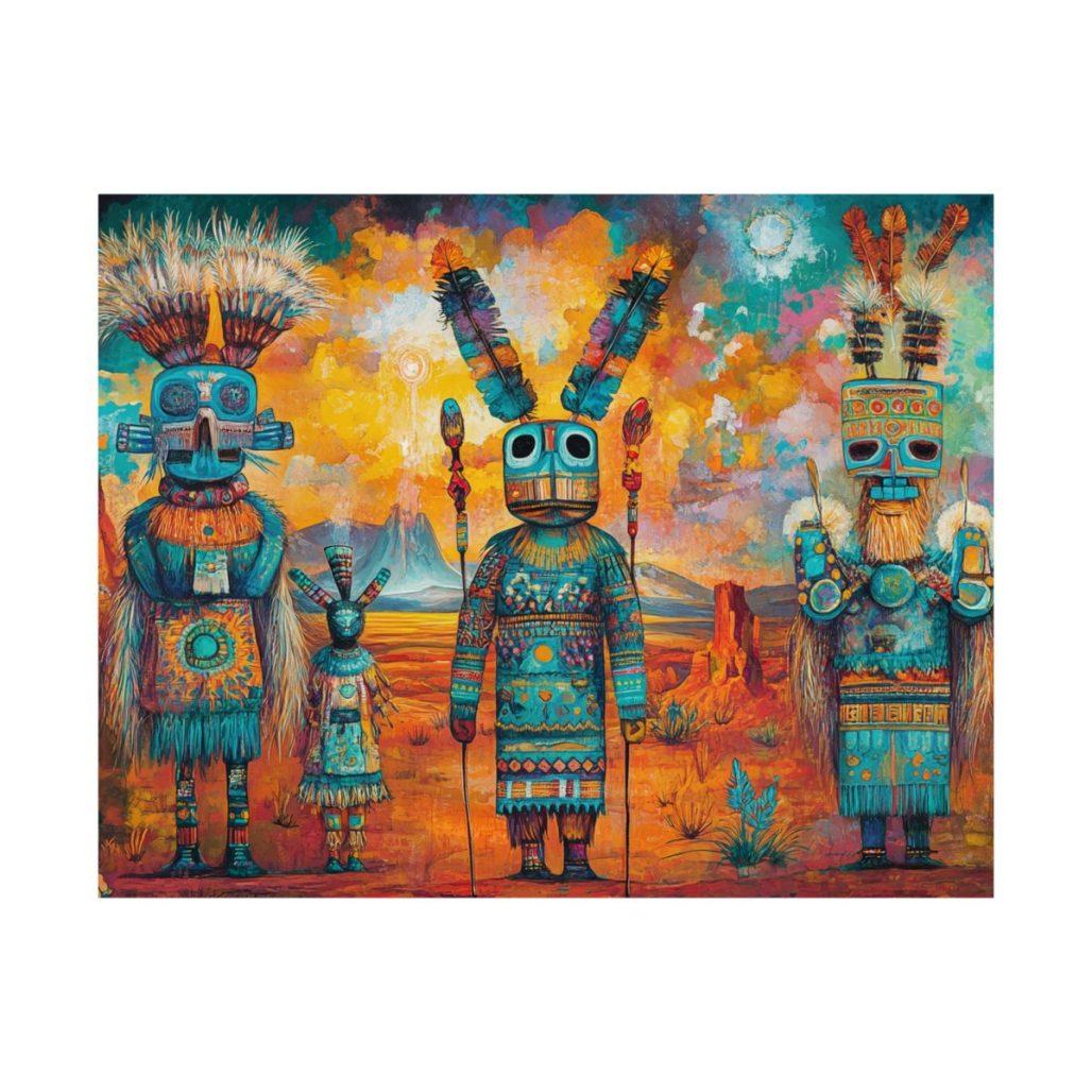 Vibrant Native American-Inspired Satin Posters, Boho Decor, Wall Art, Tribal Artwork, Home and Office Decoration, Gift Ideas image