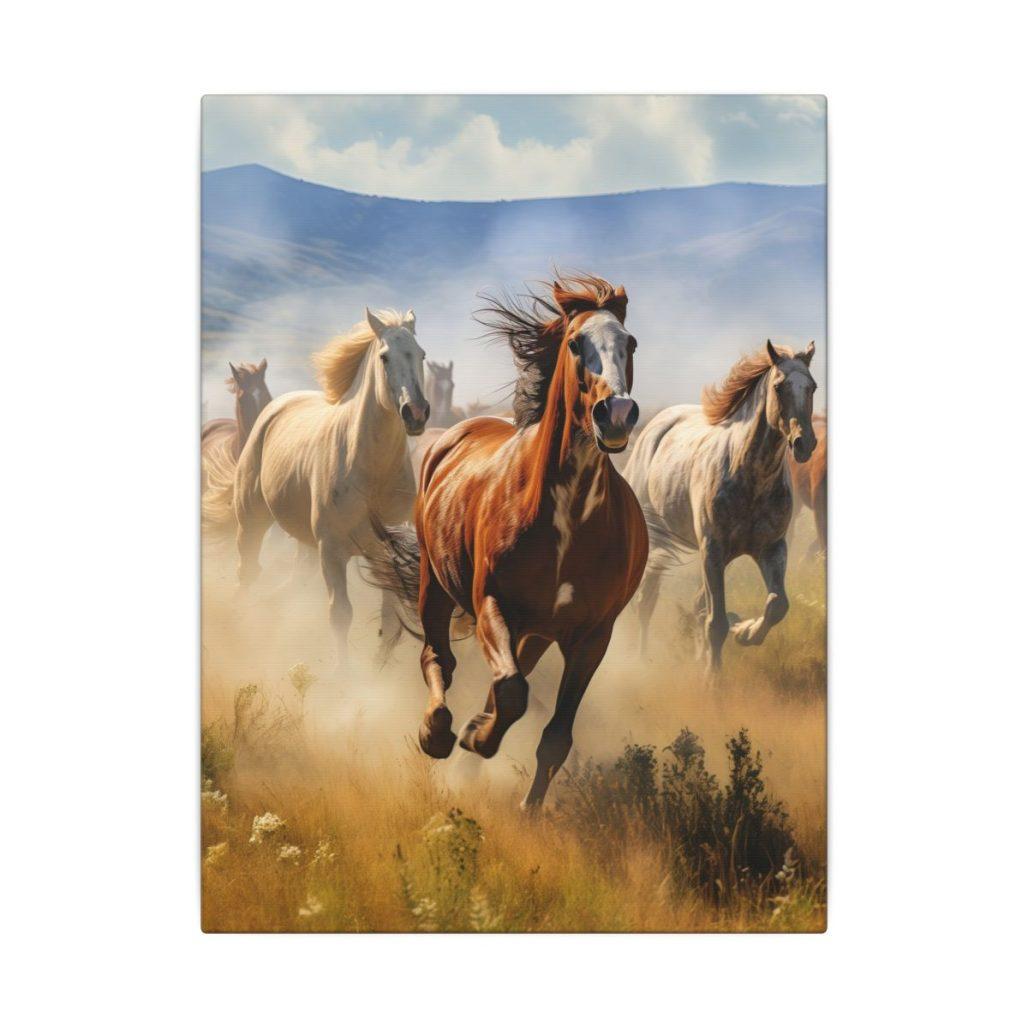 Majestic Horses Canvas Print, Wild Horses Running Free Wall Art, Western Gift image