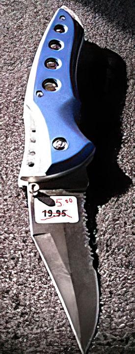 4Hole Metalic Blue Folding Knife