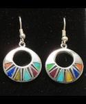 Multicolor Round Inlaid Stone Earrings image