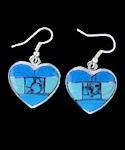 Turquoise Zuni Inspired Inlaid Heart Earrings image