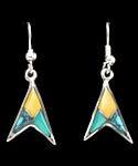 Yellow and Turquoise Inlaid Stone Arrow Earrings image