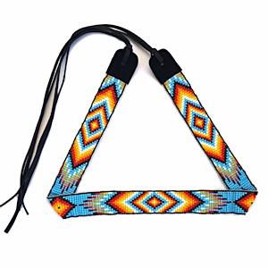 Beaded Hat Band with Diamond Geometric Pattern for Cowboy Hat WBB-H-01-SB-15 image