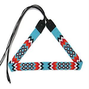 Beaded Hat Band, Turquoise with Red, Black,White, Pattern for Cowboy hat image
