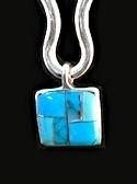 Turquoise Inlaid Stone Pendant with Chain #P2-012 image
