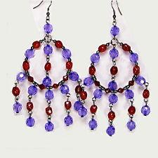Royal purple and ruby, glass beaded chandelier fashion earrings image