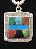 Square Powerstone Inlaid Pendant #3-004A
