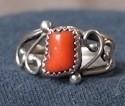 Navajo Sterling Silver Coral Ring