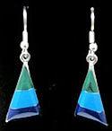 Tri-Colored Inlaid Stone Triangle Earrings image