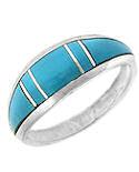 Zuni Inspired Inlaid Turquoise Sterling Silver Ring image