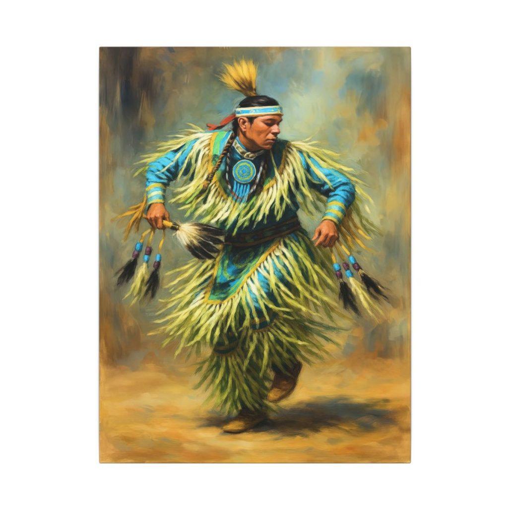 Grass Dancer, Native American Ceremonial Dance, Indigenous Cultural Canvas Print image