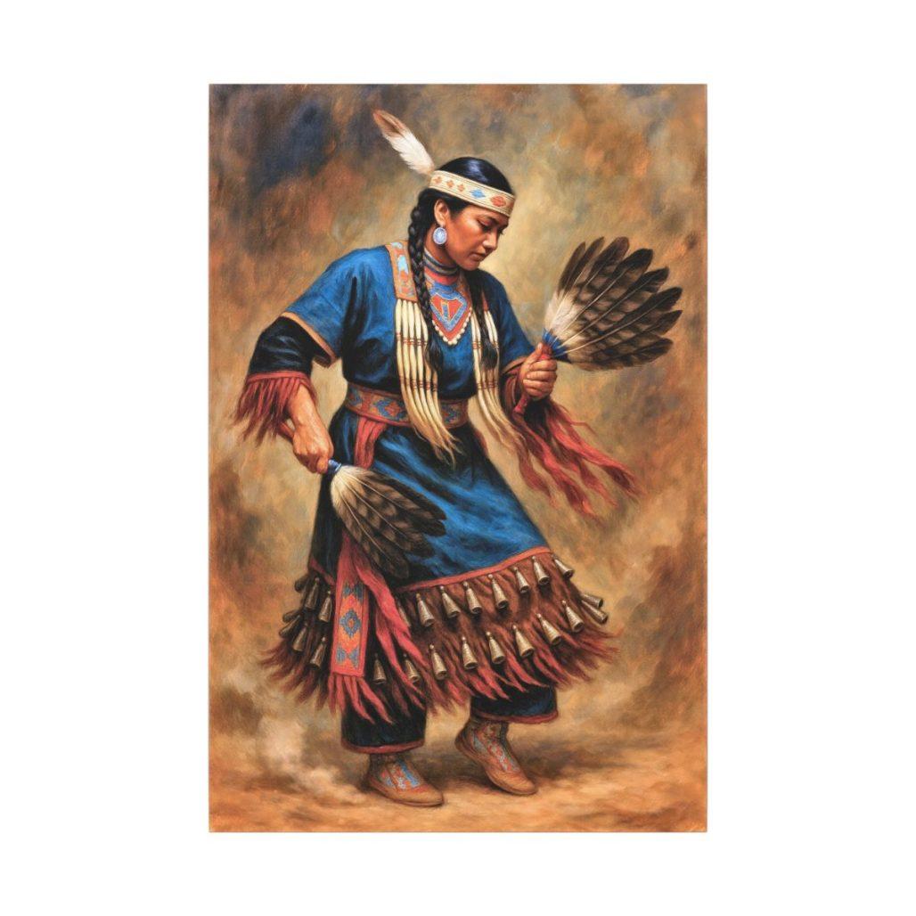 Rhythms of the Sacred Dance: Women’s Jingle Dance, Native American Cultural Art Matte Canvas Print image