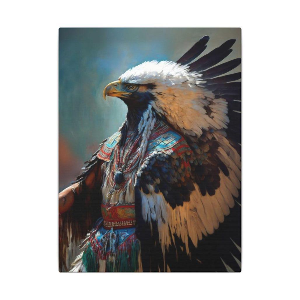 Canvas Print, Eagle Native American Artwork, American Indian Wall Art, Home Decor image