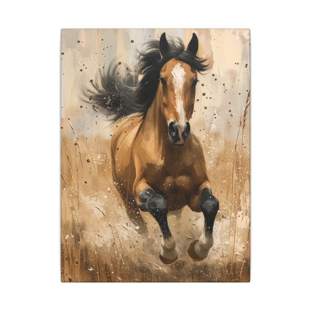 Horse Canvas Print, Running Bay Stallion Wall Art, 6 sizes image