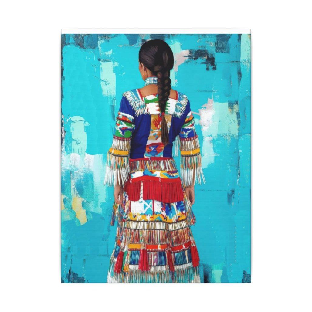 Matte Canvas, Jingle Dress Dancer Wall Art Print – Native American Traditions, Home Decor, Wall Hanging, Artwork, Gift image