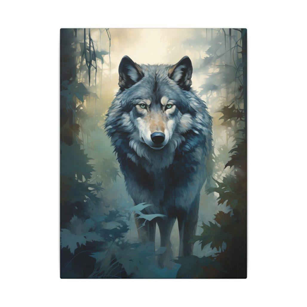 Majestic Wolf Canvas Art Print, Artistic Forest Animal WallArt, Nature Wildlife Home Decor image