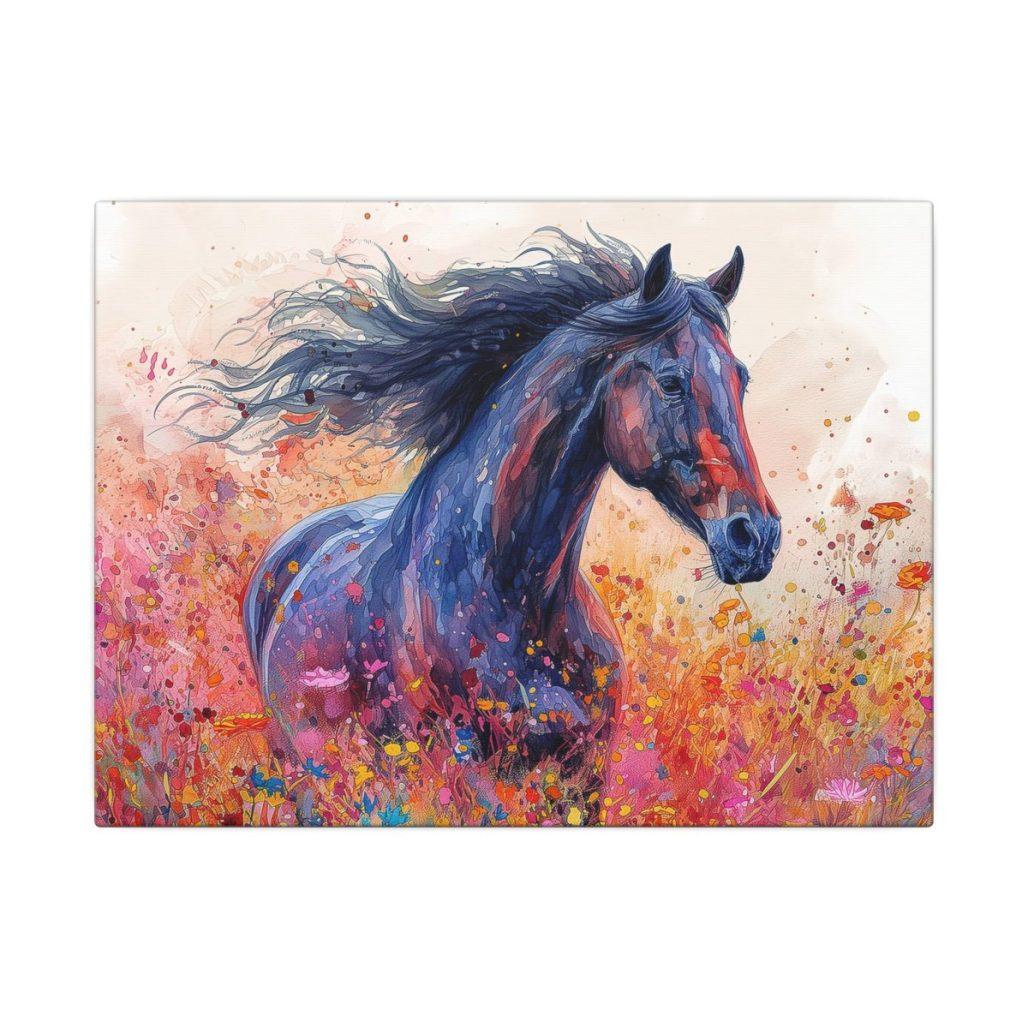 Majestic Horse Wall Art, Colorful Stallion Canvas Print, Equine Room Decor image