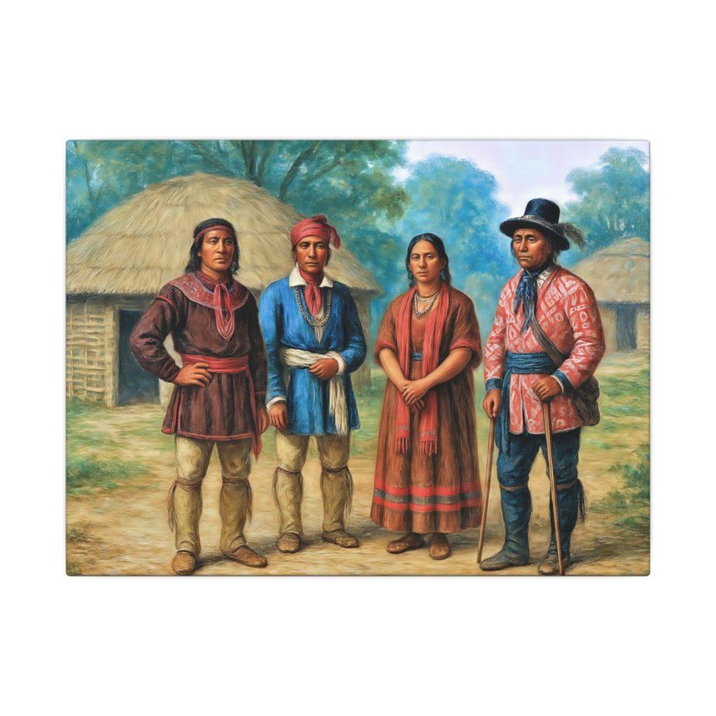 Canvas Print, Muskogee Creek Village Native American Art, Matte Stretched Canvas Wall Decor, Indigenous Tribal Artwork, Native American Home 890927572236218547_2048-1-scaled image