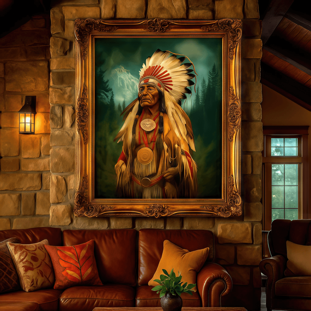 Canvas Print, Native American Chief in the Mountains, Matte Canvas Art Print, Wall Art Decor, Tribal Decor, Southwest Art image