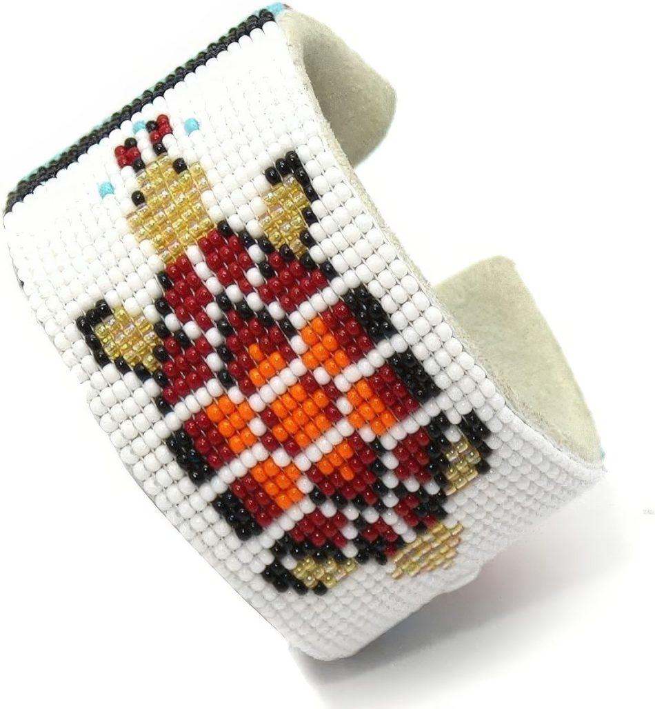 Beaded Orange Turtle Wide Cuff Bracelet image