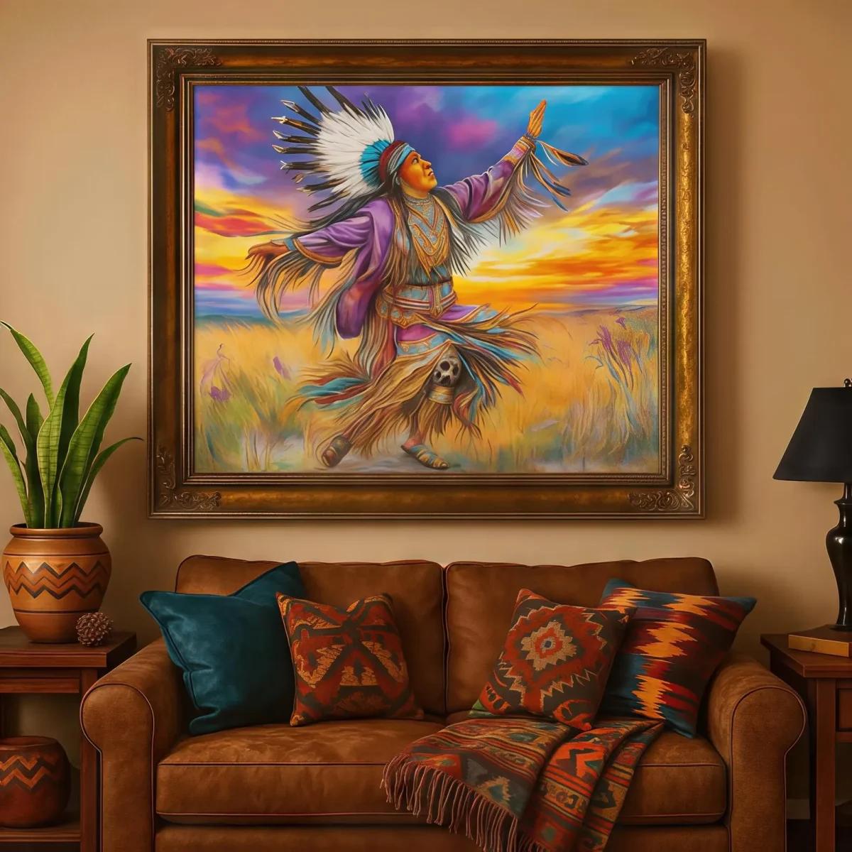 Native American Pow Wow Dancer Canvas Art, Wall Decor, Tribal Home Decoration, Native American Artwork, Matte Canvas Print, Indigenous Wall image