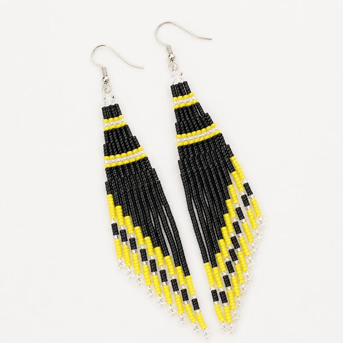 Cascade yellow seed bead earrings, Style C