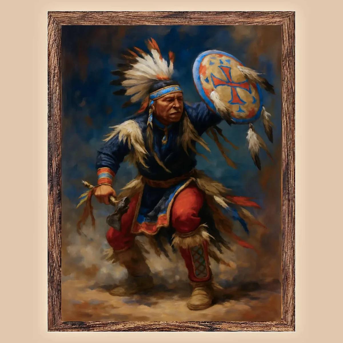 Blessings Dance Matte Canvas Print, Native American Cultural Heritage Unveiled image