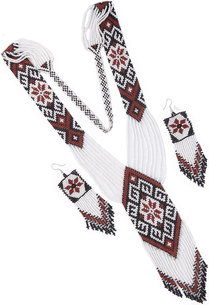 Floral beaded lariat necklace & earrings set image