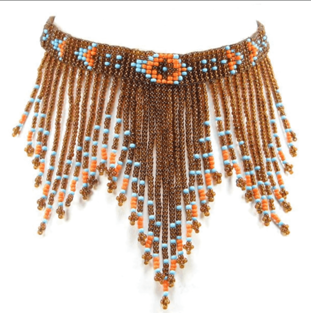 Beaded Native American inspired seed beaded Necklace and Earrings image