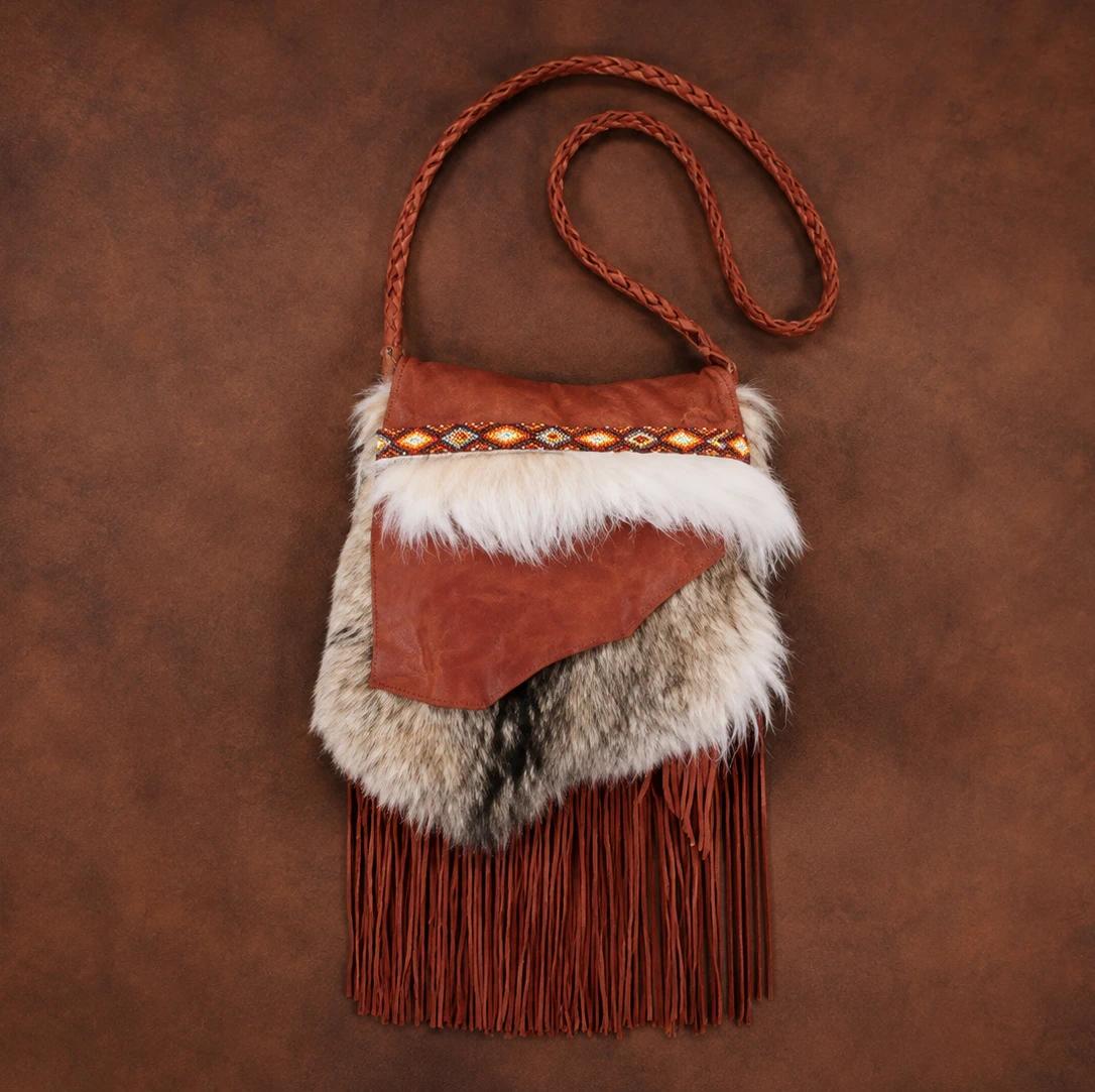 Coyote Beaded Buckskin Fringed Bag image