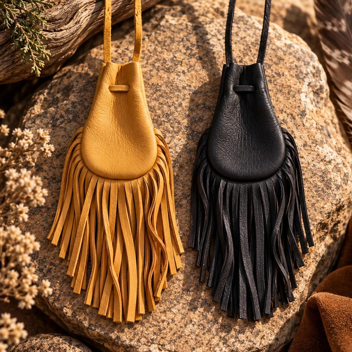 Fringed 4×5 Inch Buckskin Poke Bag image