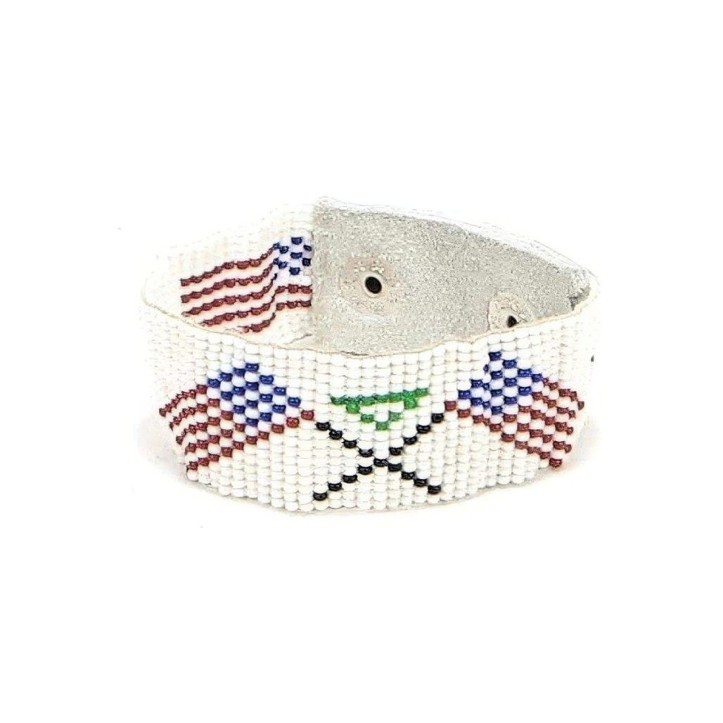 Patriotic US Flag Beaded Cuff Bracelet image