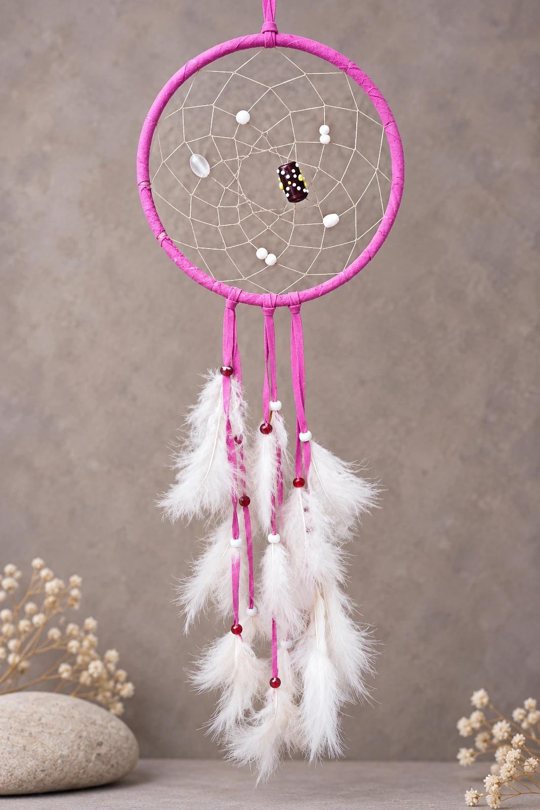 7 inch Traditional Deerskin Dream Catcher with Long Fringes image