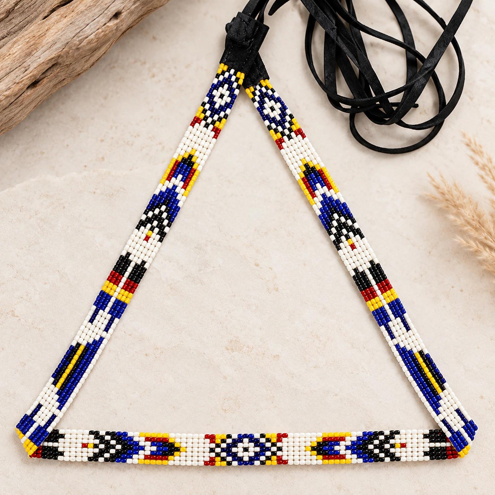Red White & Blue Beaded Hatband or Belt image