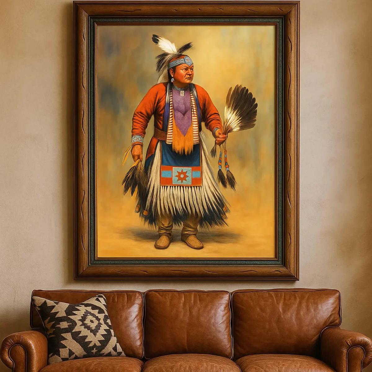 Straight Dancer Native American Ceremonial Portrait, Indigenous Cultural Heritage Matte Canvas Print