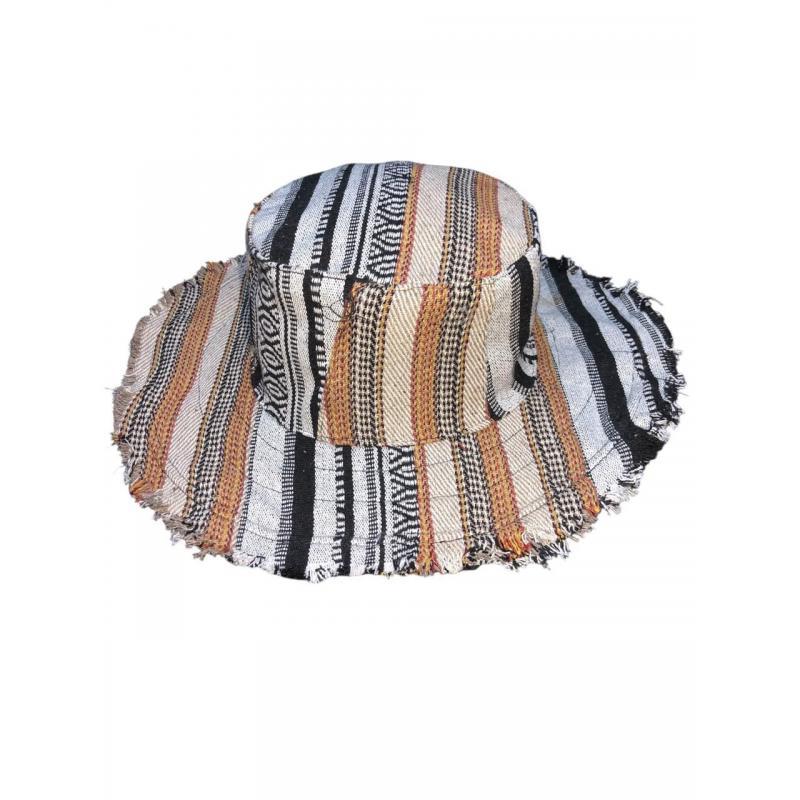 Cotton B/W Multi Fringe Bucket Sun Hat image
