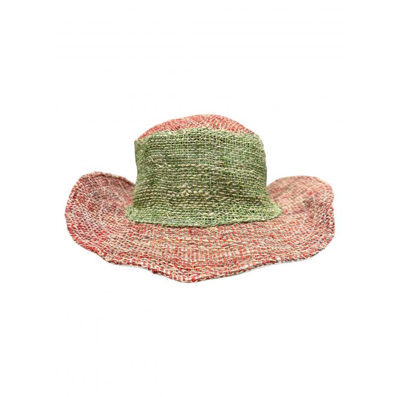Cotton Hemp Red Fringe Boho Sun Bucket Hat image