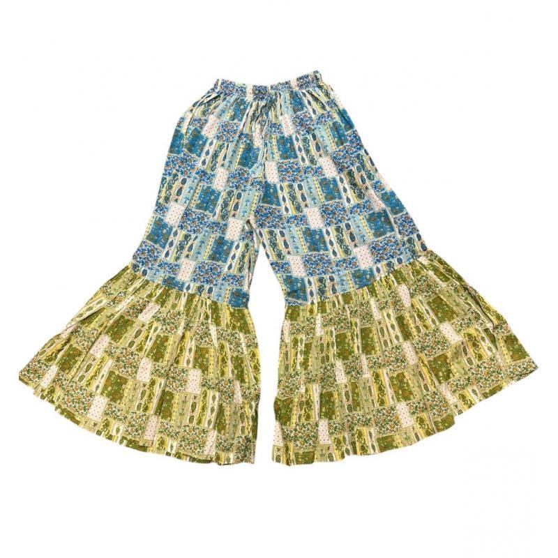 Cotton Assorted Color Patchwork Print Wide Leg Palazzo Pant image