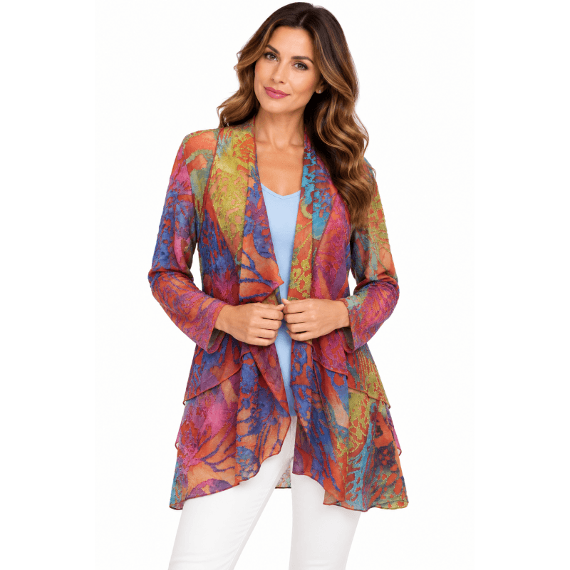 Women's Red Forest Multi Open Front Cardigan image