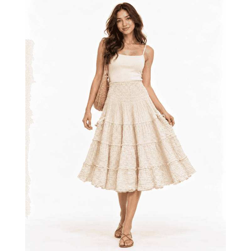 Cotton Crinkled Double Gauze Pocket Skirts image